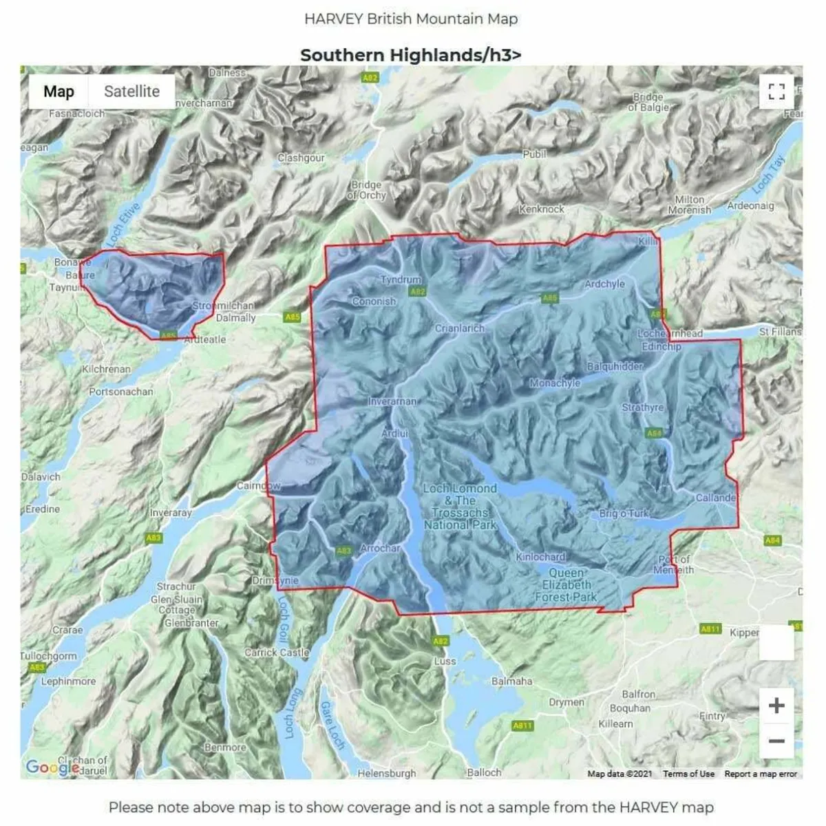 Harvey Maps British Mountain Map - Southern Highlands