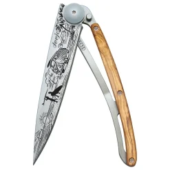 Deejo 37g Knife - Olive Wood/Van Life