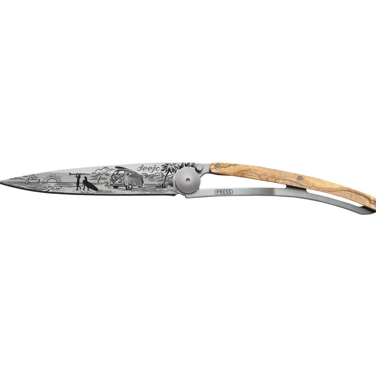 Deejo 37g Knife - Olive Wood/Van Life