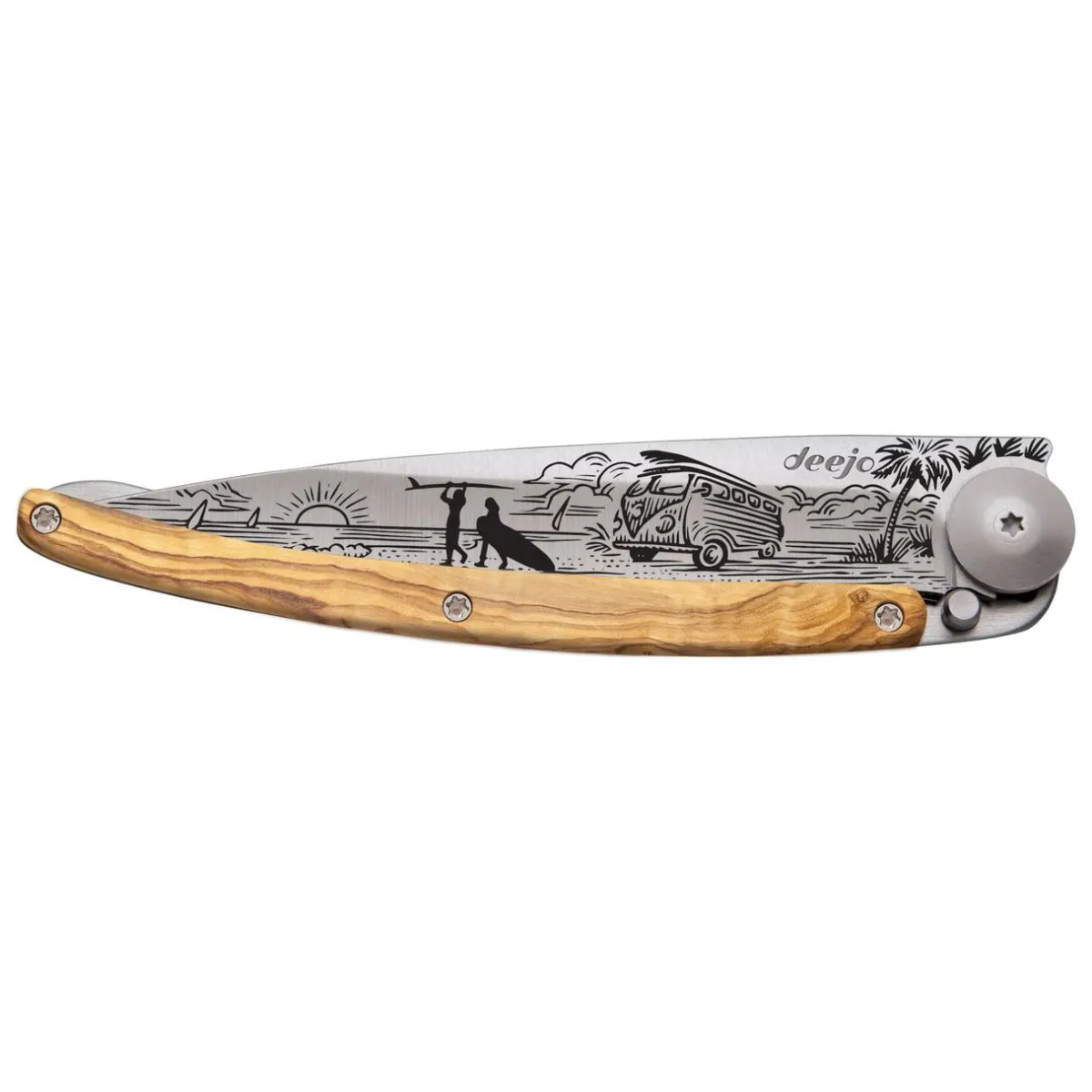 Deejo 37g Knife - Olive Wood/Van Life