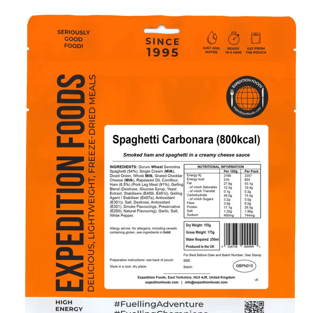 Expedition Foods Spaghetti Carbonara (High Energy Serving)