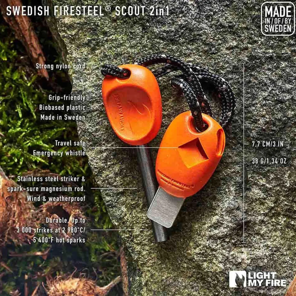Gram-counter Gear Swedish FireSteel Scout 2-in-1
