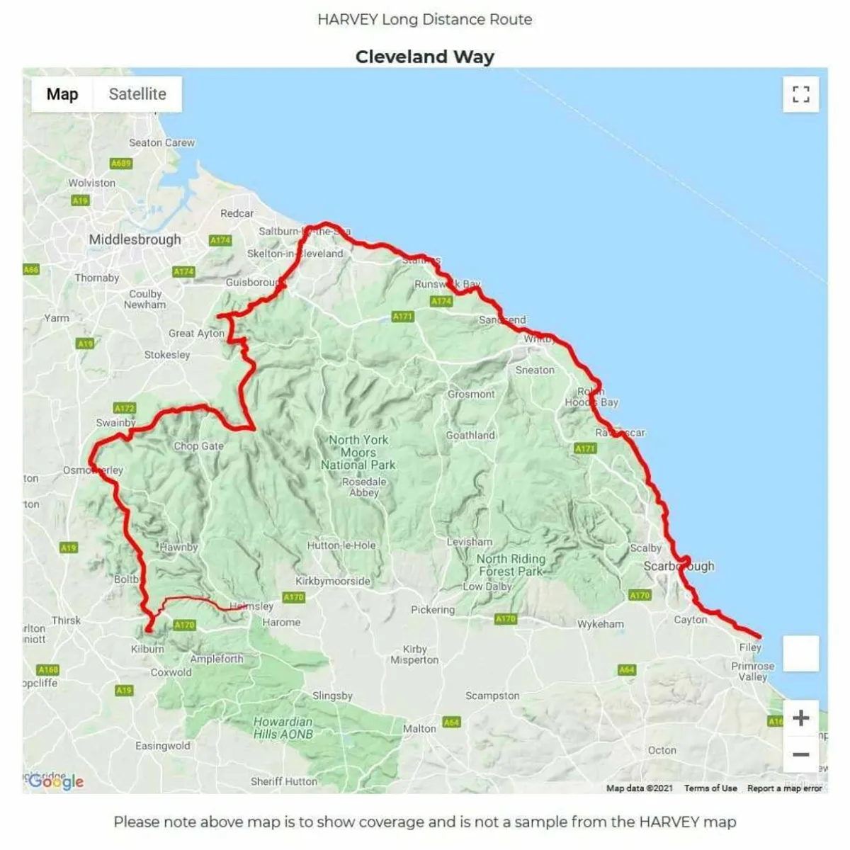 Harvey Maps Trail Map XT40 - Cleveland Way