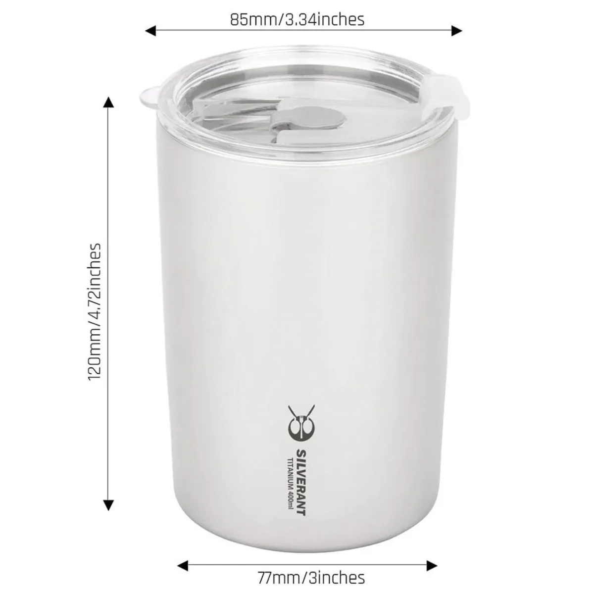 SilverAnt Ultralight Titanium Double-Wall Coffee Cup with Straw 400ml